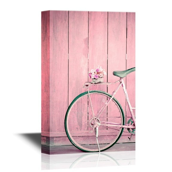 wall26 - Canvas Wall Art - Vintage Bicycle on Wooden House Wall - Gallery Wrap Modern Home Art | Ready to Hang - 24x36 inches
