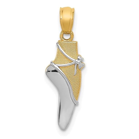 Finest Gold 14K Yellow & Rhodium with Ballet Shoe Pendant