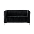 thumbnail image 3 of Home Design Gavin 2-Piece Velvet Living Room Set with Loveseat and Sofa, Square Arm Design, Channel Tufted Upholstery, Black, 3 of 6