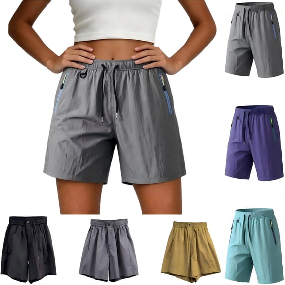 Tqcoqu Women's Hiking Shorts Quick Dry Golf Active Athletic Short Casual Lightweight Summer Basic Shorts with Zipper Pockets,A-Gray Women's S-XXL