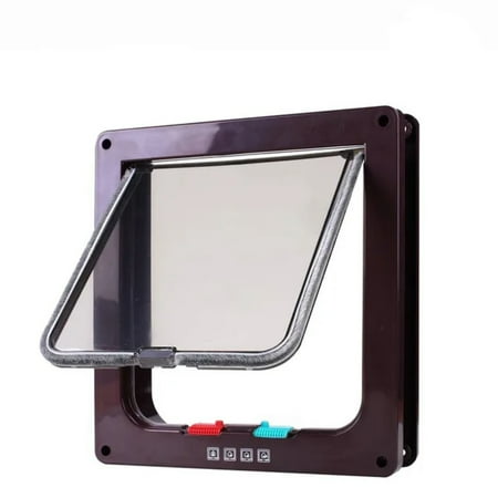 

JNZOUHA Dog Cat Flap Door with 4 Way Locking Security Lock Flap Gate Weatherproof for Dogs Cats Pet Puppy Kitten ABS Plastic Gates Doors