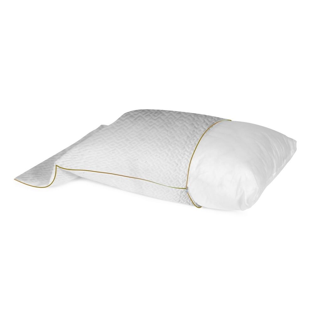 A1HC Cooling Fabric Pillow Protector White,Satin Piping and Zipper