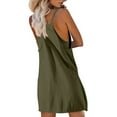 thumbnail image 4 of BLTIBY 2 Piece Sets for Women Dressy V Neck Spaghetti Strap Dress and Shorts Dresses with Pockets Solid Color Sundresses Set Army Green M, 4 of 7