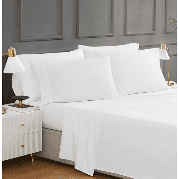 Egyptian Cotton 400 Thread Count Sateen Sheet Set with Bonus Pillowcases, Extra Long Staple Cotton, Soft Breathable & Wrinkle Resistant QUEEN