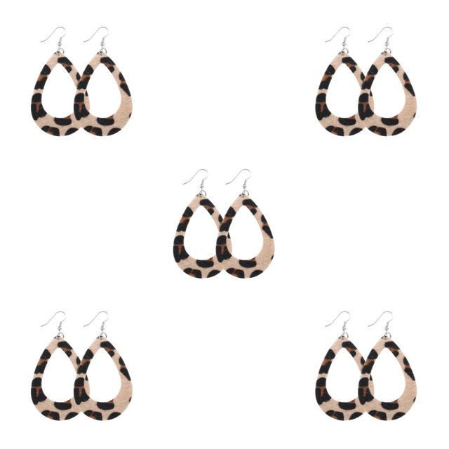 QualitChoice Leopard Print Earrings Body Decoration Water Drop Ear Dangles Birthday Gift Type 6 5Set