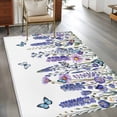 thumbnail image 4 of Area Rug for Living Room, Purple Floral Non-Slip Indoor Large Carpet for Bedroom/Dining Room, Spring Lavender Daisy Butterflies Botanical Washable Low-Profile Floor Mat Runner Rugs - 2.7 x 5 Ft, 4 of 7