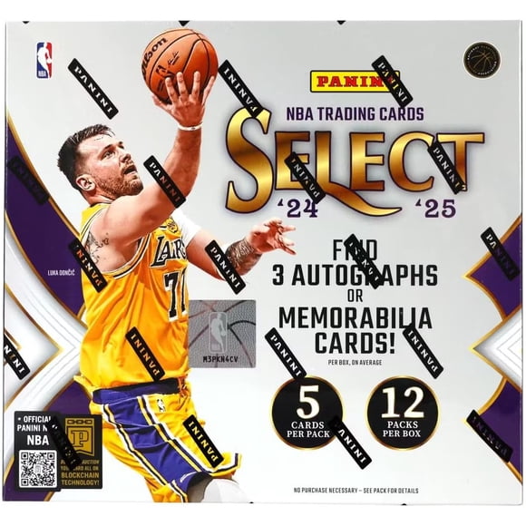 Panini 2024/25 Select Basketball Hobby Trading Card Box (Three Autographs or Memorabilia Cards Per Box)