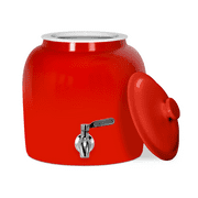 Geo Red Porcelain Ceramic 5 Gallon Capacity Dispenser, Stainless Steel Faucet with Included Lid