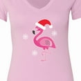 thumbnail image 4 of Inktastic Christmas Holiday Cute Flamingo Women's V-Neck T-Shirt, 4 of 5