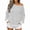 White, variant on Tumotour Off The Shoulder Sweatshirts for Women's Plus Size Striped Sport Long Sleeve Pullover Tops Fall Tunic Blouses