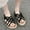 #149-Black, variant on Flat Sandals for Women – Breathable Woven Jute Upper with Comfortable Round-Toe Design, Casual Spring Footwear