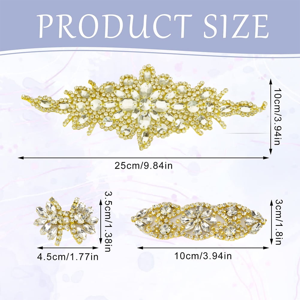Abaodam 2Pcs Rhinestone Applique Decorative Sewing Patches Rhinestone  Letters Iron on Heat and Bond lite for Applique Bride Outfits Patches Decor  for
