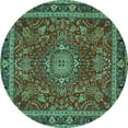 thumbnail image 1 of Ahgly Company Indoor Round Medallion Turquoise Blue Traditional Area Rugs, 3' Round, 1 of 4
