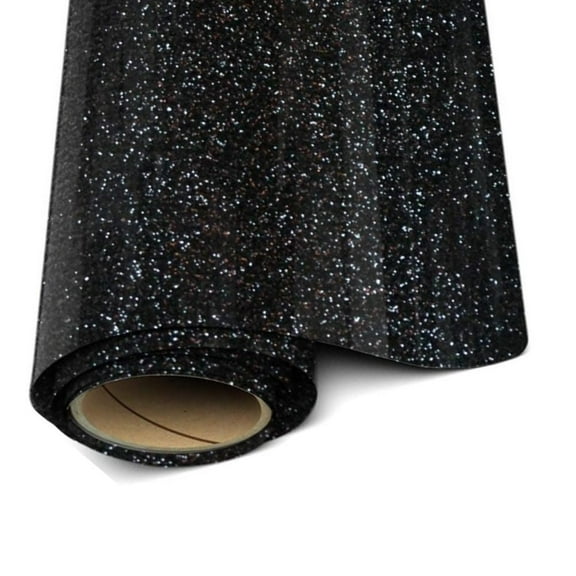 Siser Glitter Heat Transfer Vinyl – Black HTV Iron on Vinyl – 12” x 5 Foot ( 60 inches )