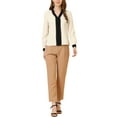 thumbnail image 2 of Allegra K Women's Split V Neck Pleated Front Contrast Color Blouse Top, 2 of 6