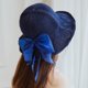 thumbnail image 5 of Qarigey Sombrero de paja gorra con lazo hecho a mano tejido hueco mujer cinta sombrilla accesorios de verano Sombreros azul marino, 5 of 6