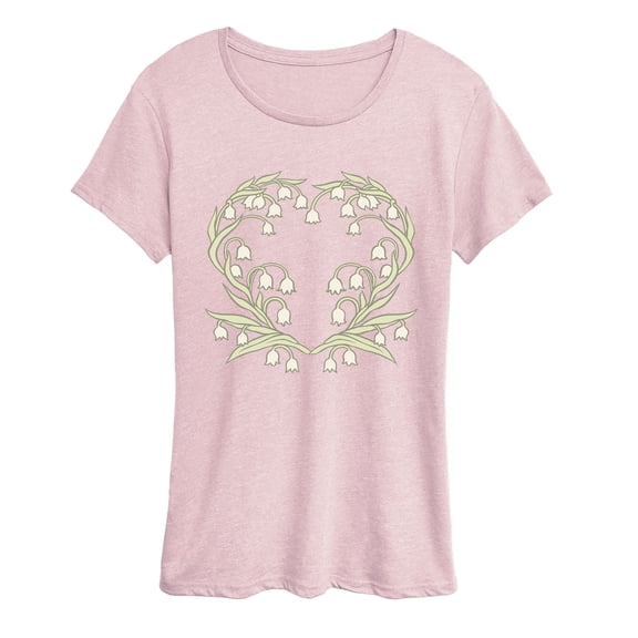 Instant Message - Lily Of Valley Heart Short Sleeve Graphic T-Shirt