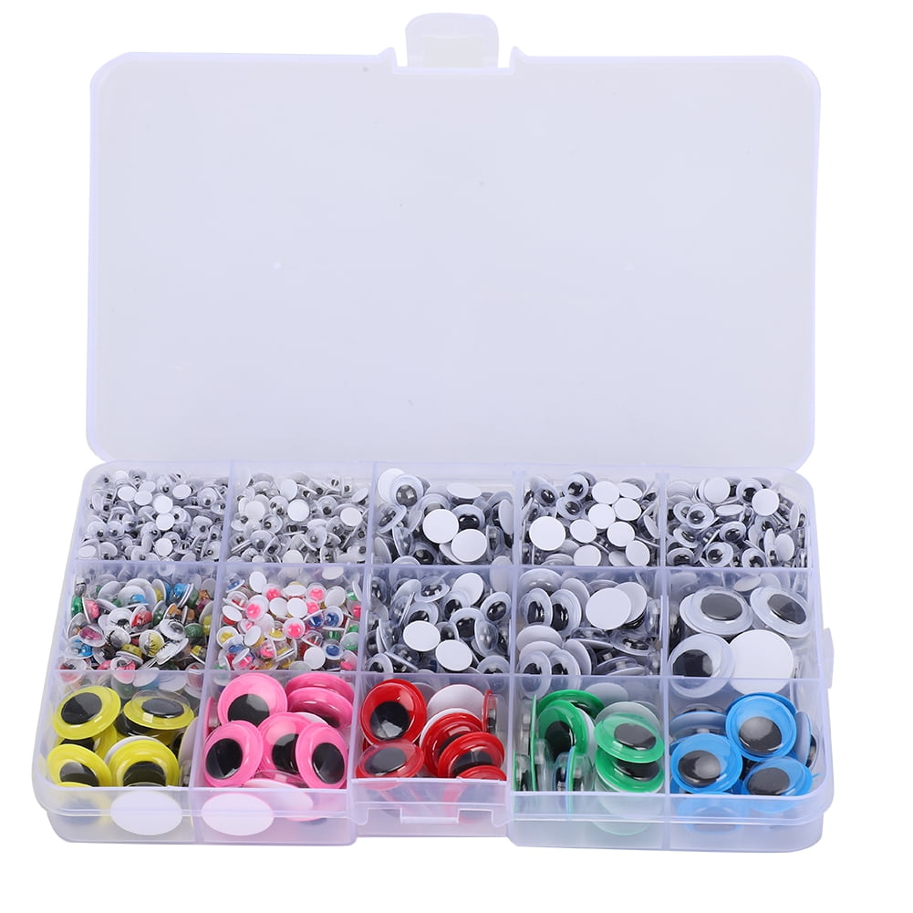 Safety Eyes 1500Pcs Plastic Bear Toy Craft Eyes Eyeball 4-15mm Colorful Craft Doll Eyes Assorted Sizes for Animal Crochet Bear Toys Crafts Making