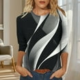 thumbnail image 2 of Levmjia Womens Tops Fashion 3/4 Sleeve T Shirt Casual Loose Fit Floral Printed Pullover Soft Polyester Round Neck Comfortable Tee For Daily Wear, 2 of 9