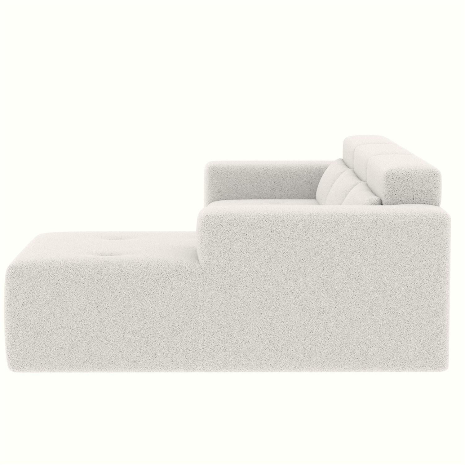 Demi Bonn 109" Modern Modular Sectional Sofa, Cozy Teddy Fabric L Shaped Couch with Chaise, 3-Seater Corner Sofa with Pillows for Apartments, White