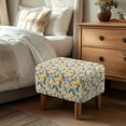 thumbnail image 3 of Xixirimido Lemon Vintage Floral Blue Pattern Ottoman Cover Rectangle Stretch Footrest Stool Cover for Storage Ottoman, Foot Stool Slipcover Protector with Nonslip Elastic Bottom, Large, 3 of 7