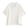 thumbnail image 4 of MESSUEN Cotton Linen Shirts Summer Business Beach Tops Loose Fit Going Out Work Tops Business Casual Tops for Women Comfort Linen Shirts for Women Summer Tops White L, 4 of 4