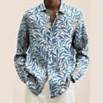 thumbnail image 3 of Camisa de hombre con estampado de flores y plantas vintage, informal, cómoda, de manga larga y botonadura sencilla, ropa de calle, blusa con solapa para hombre, 3 of 5
