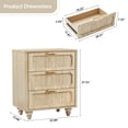 thumbnail image 2 of Wirrytor Natural Wood 3 Drawer Dresser with Fluted Panel, Modern Nightstand Storage Chest with Gold Handles & Solid Wood Legs, Anti-Tip Bedroom Dresser for Living Room Entryway Hallway, 2 of 15