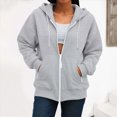 thumbnail image 5 of TOWED22 Womens Hoodies Zip Up Casual Long Sleeve Oversized Hoodie Y2K Full Zipper Fleece Preppy Sweatshirts Jackets,Grey,XXL, 5 of 9
