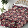 thumbnail image 3 of Ambesonne Rose Print Fitted & Flat Sheet with Shams 4 Pcs Set, Delicate Flowers Scene, Calking, Dark Coral Mustard Rose, 3 of 5
