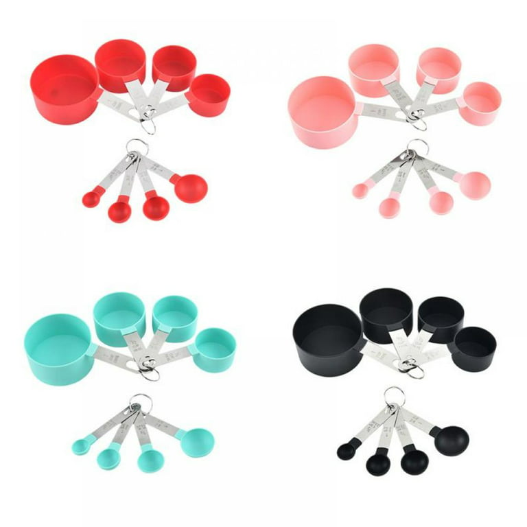 4Pcs Measuring Cups Spoons Baking Cooking Kitchen Tools Set Stainless Steel  + PP