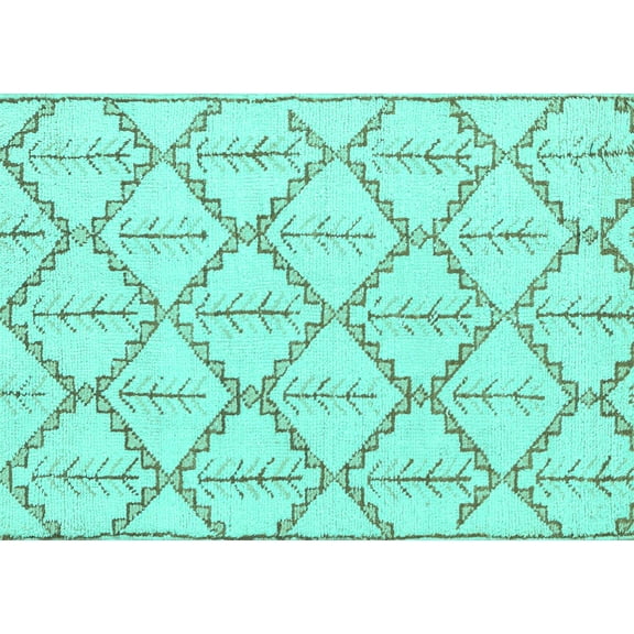 Ahgly Company Machine Washable Indoor Rectangle Solid Turquoise Blue Modern Area Rugs, 5' x 7'