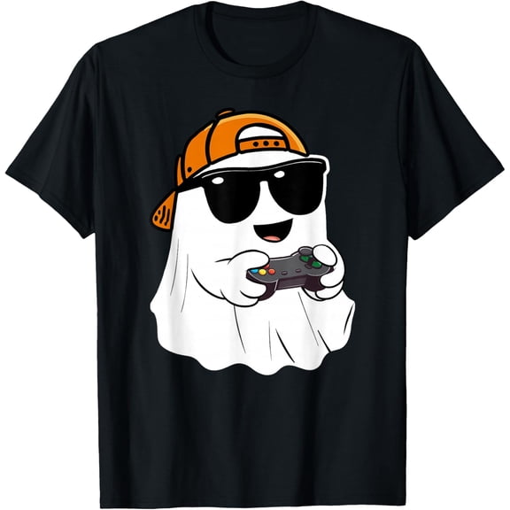 Ghost Gamer Scary Funny Vintage Halloween gaming men T-shirt