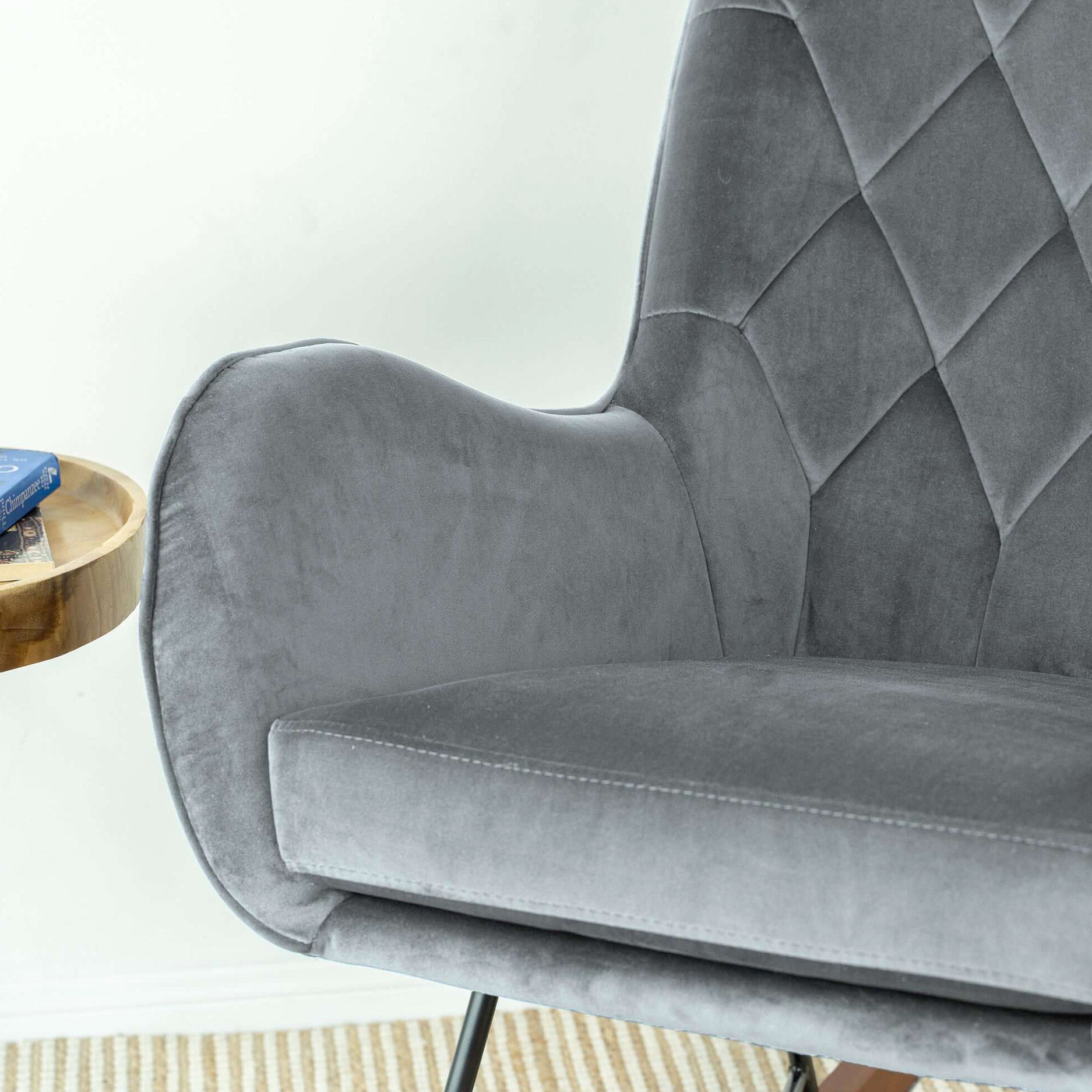 Dark Gray Solid Back Rocking Chair / Perfect for Nursery and Relaxation