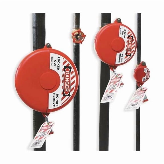 Gate Valve Lockouts, 1 in - 2 1/2 in Handle Size, Red