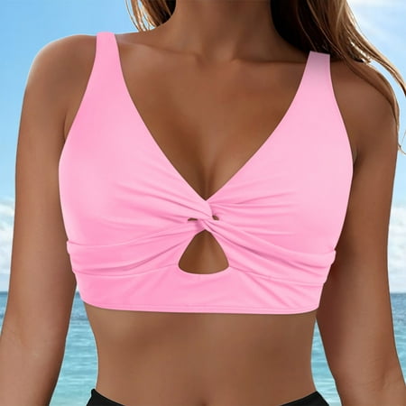 Seasonal Savings  Women s Solid Swimsuit Push-Up Padded  Sleeveless Blouse  Fashion Swimwear  Beach Pool  Full Coverage  Supportive Bra  Quick-Dry Material  Swin Suits | Pink S  SOPABC
