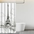 thumbnail image 4 of Eiffel Tower Shower Curtain Paris Shower Curtains for Bathroom Retro Hand-Painted Sketch Style France Scenery Decor Set with 12 Hooks 72x72 inches (B), 4 of 6