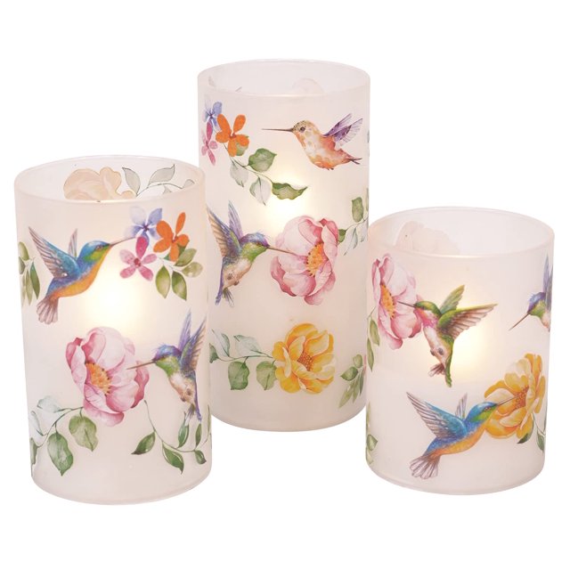 Velas LED sin llama en forma de pilar de vidrio Mark Feldstein, juego de 3