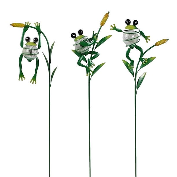 Estaca solar para jardín con forma de insecto de metal verde alpino, 27 cm de alto