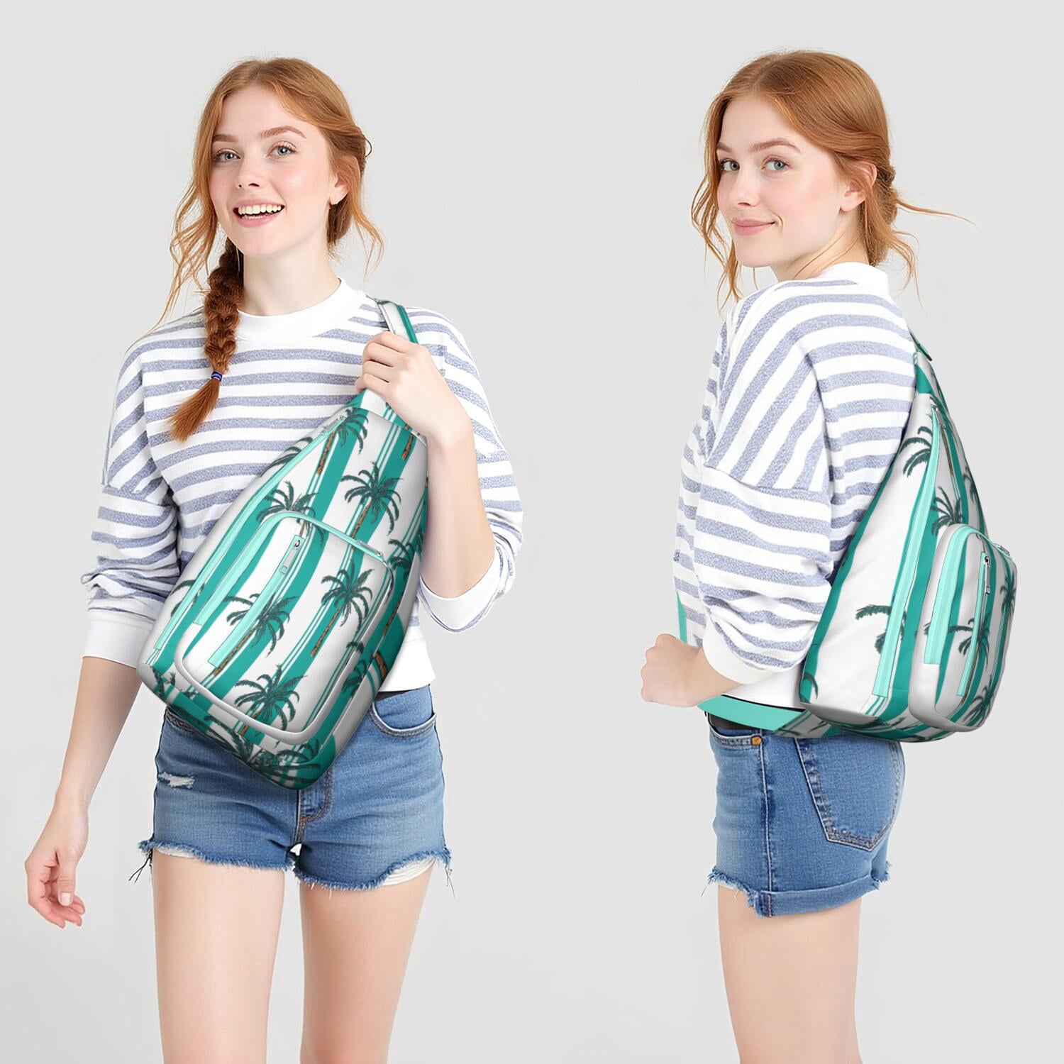 Nautical Aloha Sling Bag, Multi-Pocket Shoulder Bag with Comfortable Strap, Stylish for Beach Vacation