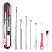 Ear Cleansing Tool Set, Innovative Spring Ear Wax Cleaner Tool Set,Ear Curette Ear Wax Remover Tool with a Cleaning Brush and Storage Box (Seven-Piece Suit)