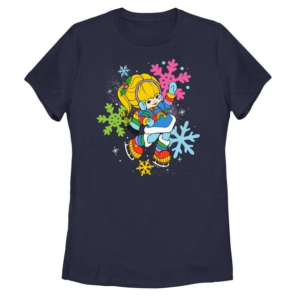 Womens Rainbow Brite Colorful Christmas Snowflakes Brite T Shirt