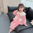 thumbnail image 4 of Esaierr Kids Girls 2PCS Flannel Pajama Outfits for Toddler Winter Sleepwear Outfits Long Sleeve Top + Pants Warm Pajama for 2-8Y, 4 of 5