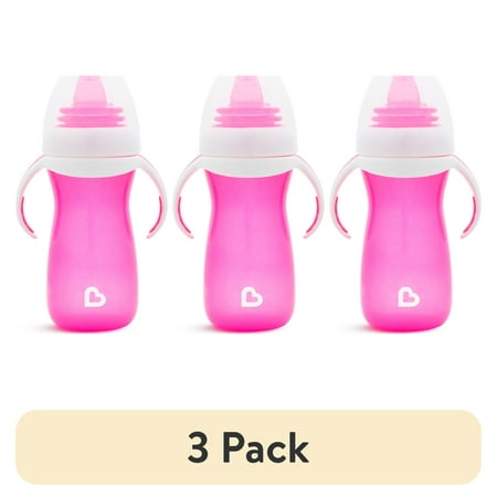 (3 pack) Munchkin® Gentle™ Transition Sippy Cup with Trainer Handles, 10 oz, Pink, Unisex