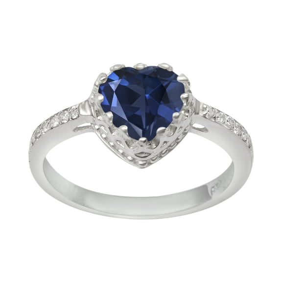Mooneye Side Accents 6mm Blue Sapphire 925 Sterling Silver Solitaire Women Wedding Ring