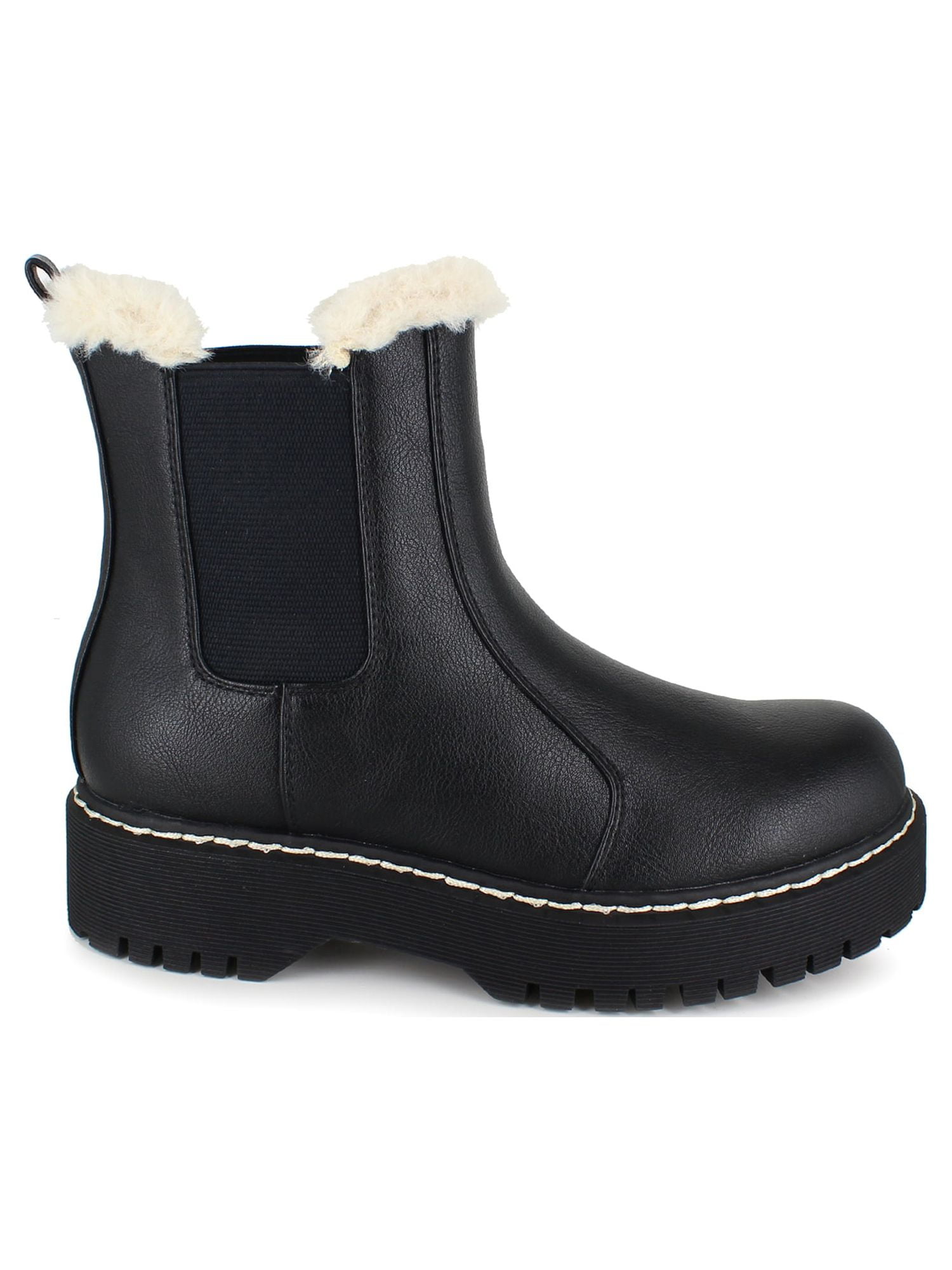 PORTLAND by Portland Boot Company Women's Faux Fur Trim Chelsea