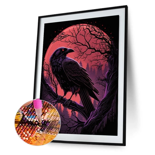 Kit De Pintura De Diamantes 5D Diseño Pájaro Lunar - Arte De Diamantes Para Adultos, 30x40 Cm, Incluye Todos Los Materiales