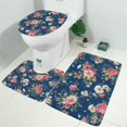 thumbnail image 2 of Pioneer Flower Floral Print Pattern Bathroom Rugs Sets 3 Piece,Toilet Cover Set,Absorbent Non Slip Bathroom Mats Sets with U-Shaped Contour Rug Toilet Rug Set, 2 of 5