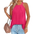 thumbnail image 1 of Blusa informal sin mangas con cuello halter para mujer, blusa informal holgada con volantes a la moda, suave y transpirable, para verano, 1 of 5