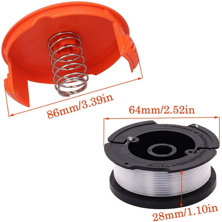 6 Pack Line Spool With 2 Covers For Replace Black Decker Grass